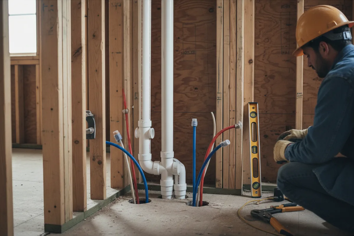 Drain and supply rough-in during Leak Detection in Poteau